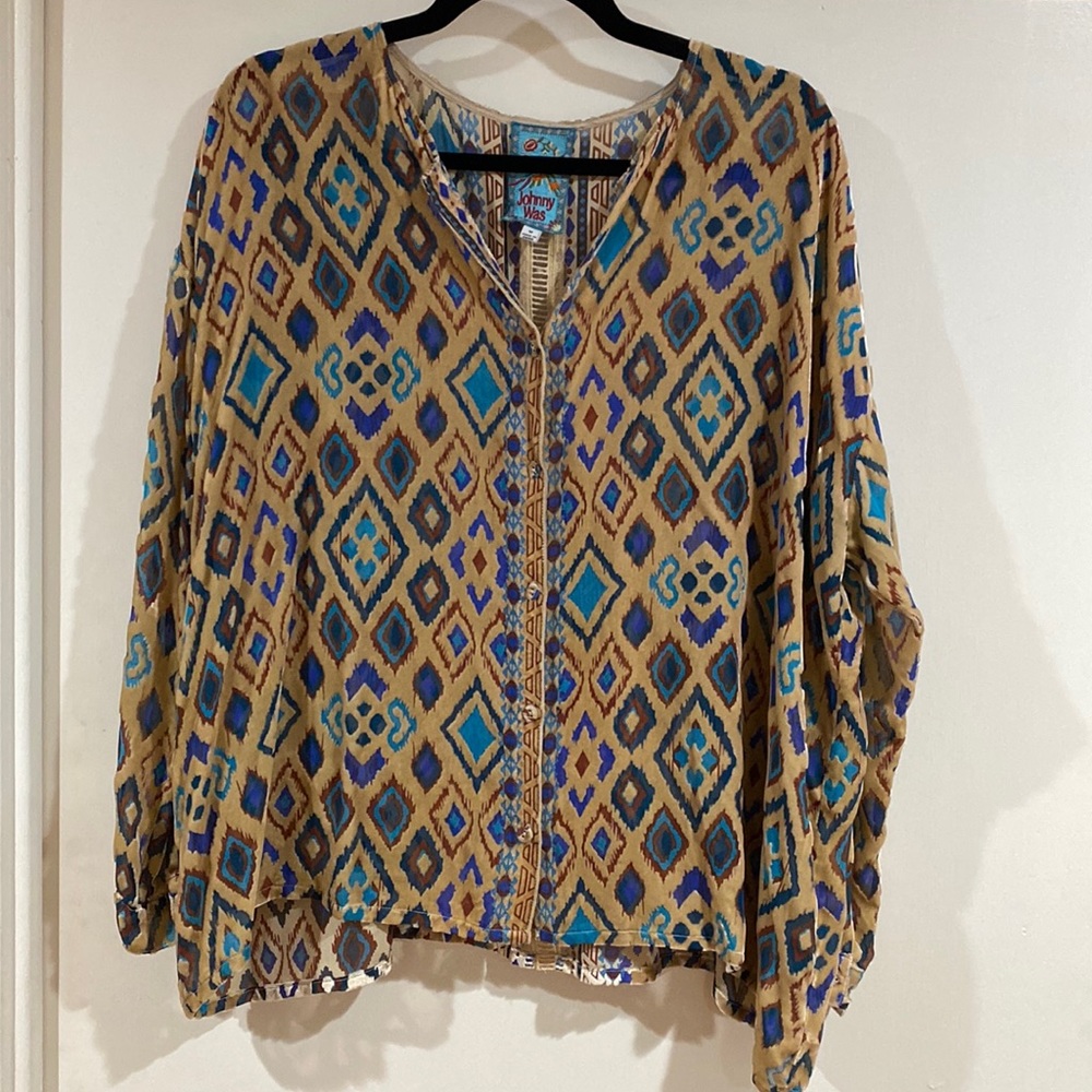 Johnny Was Ikat Button Down Blouse